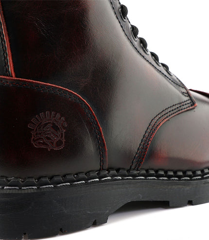 Grinders Unisex Wine Stag Acs Leather Steel Toe Cap Lace Up Boots