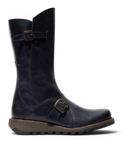 Fly London Womens Blue Leather Mid-Calf Long Boots - MES2913
