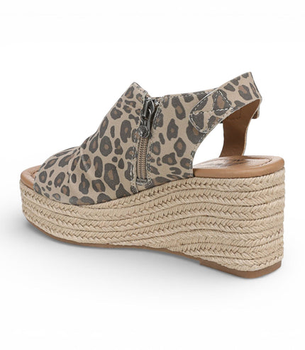 Blowfish Malibu Womens Leopard Print Wedge Slingbacks Heel Sandals - Amira