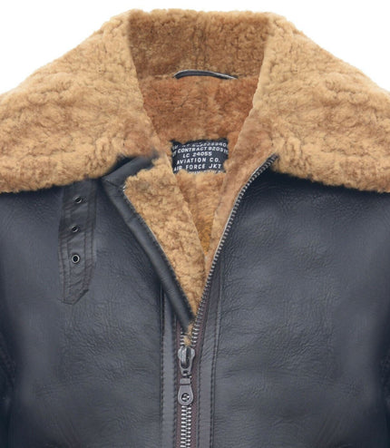 Mens B3 WW2 Leather Sheepskin Aviator Flying Jacket-Charleston - Brown Ginger