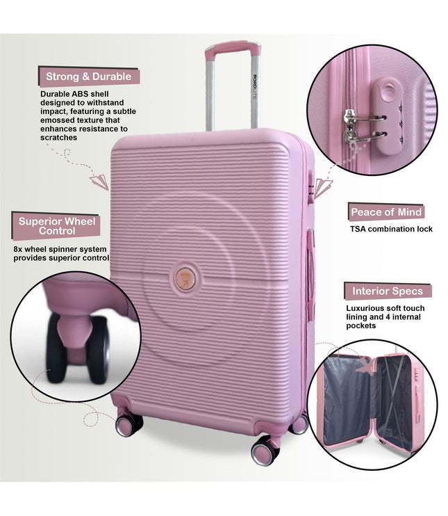 Seto Set of 3 Hard Shell Suitcase in Pink