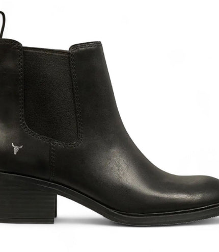 Windsorsmith Womens Black Classic Leather Ankle Chelsea Boots - Replace