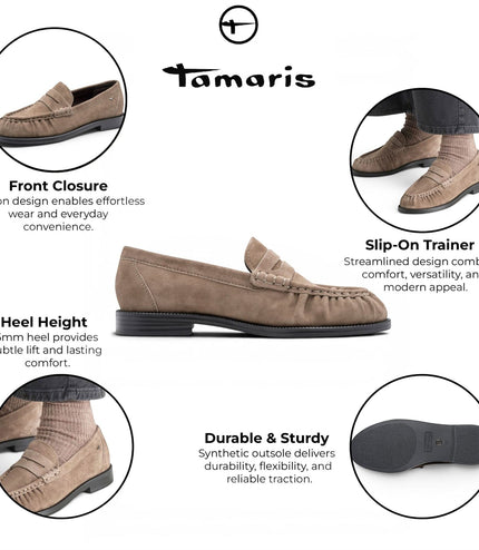 Tamaris Women's Beige Leather Loafer Casual Shoes - 24251-47