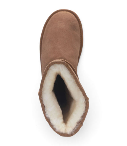 Women’s Chestnut Genuine Sheepskin Fur-Lined Winter Mid-Calf Boots