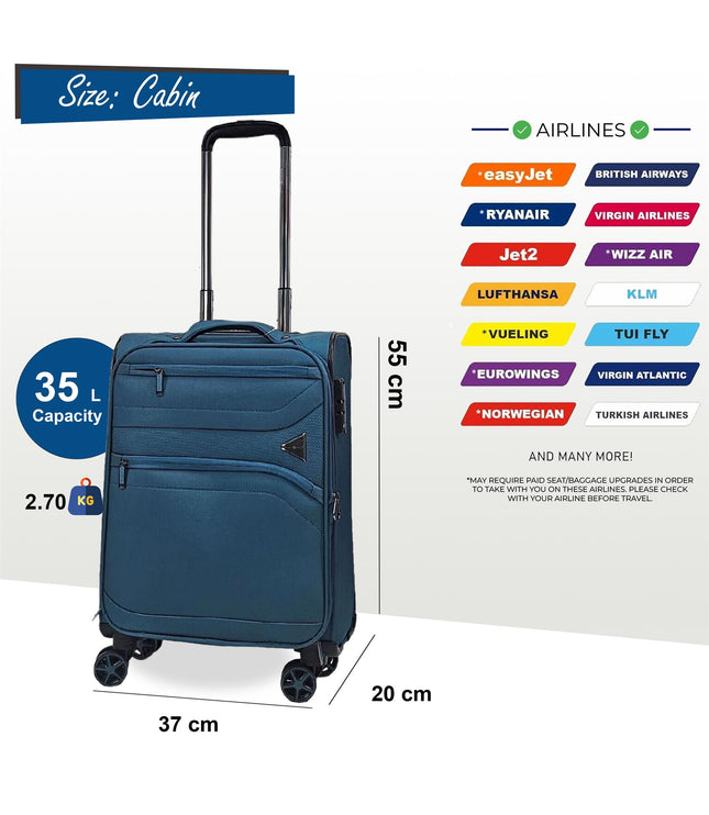 Corby Cabin Soft Shell Suitcase in Teal