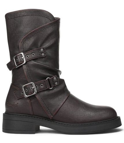 Blowfish Malibu Women's Wine Faux Leather Mid-Calf Biker Boots - Venice-2