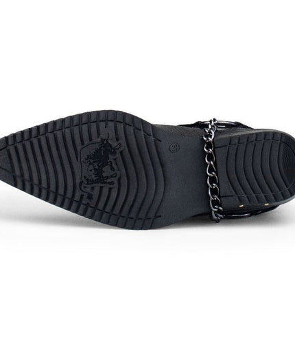 Men's Black Leather Winklepicker Western Gothic Boots