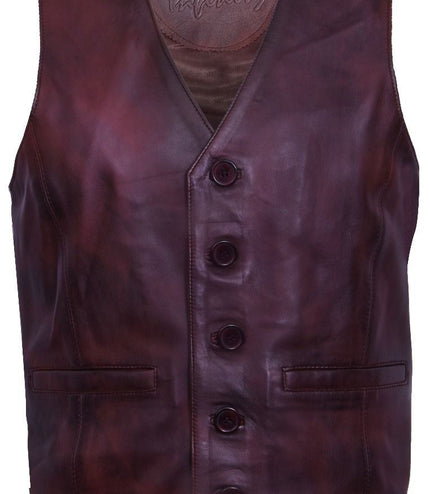 Mens Classic Leather Waistcoat-Chester - Brown