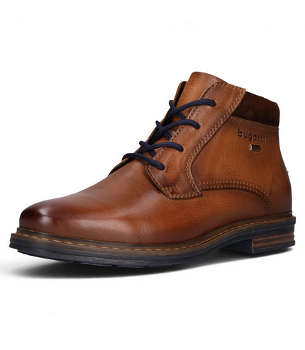 Bugatti Mens Tan Brown Leather Lace-up Chukka Ankle Boots - Rigalo Evo