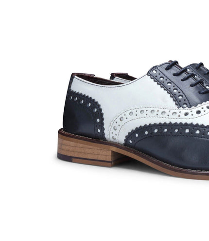 Mens Classic Oxford Navy/White Leather Gatsby Brogue Shoes