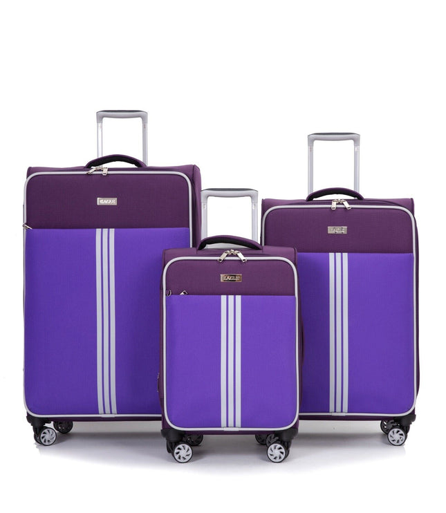 Beverley Set of 3 Soft Shell Suitcase in Purple