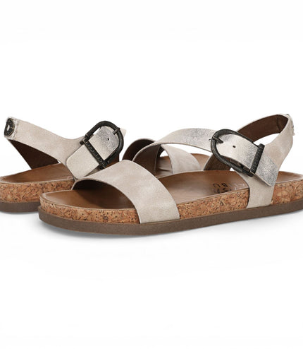 Blowfish Malibu Women's Cloud Silver Footbed Strappy Flat Sandals - Lance