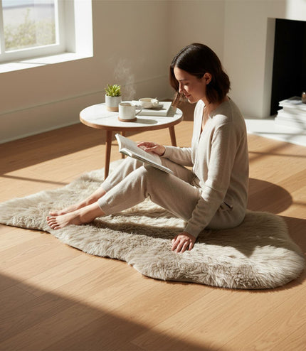 Genuine Mushroom Sheepskin Natural Silky Soft Fluffy Real Wool Rug