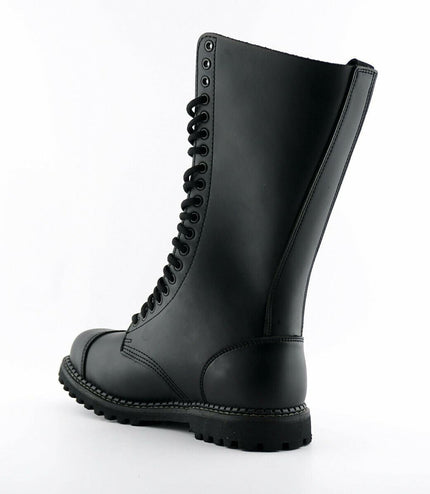 Grinders Unisex Black Leather Mid-Calf Punk Military Boots - King CS