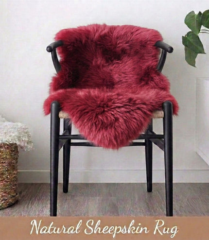 Genuine Red Rose Sheepskin Natural Silky Soft Fluffy Real Wool Rug