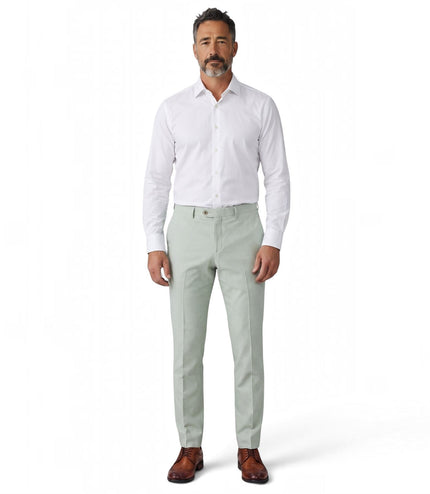 Men's Sage Green Formal Pants Tailored Fit Trousers - Belmont