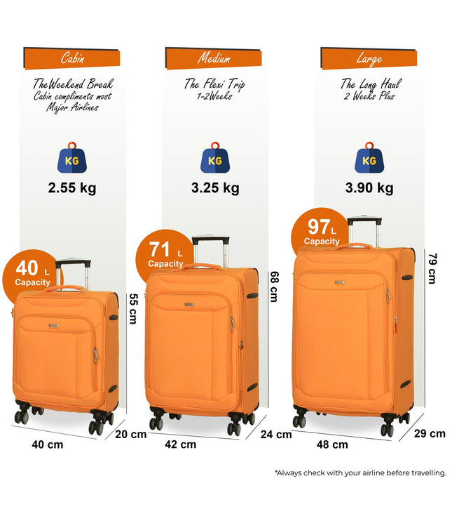 Cockermouth Set of 3 Soft Shell Suitcase in Yellow