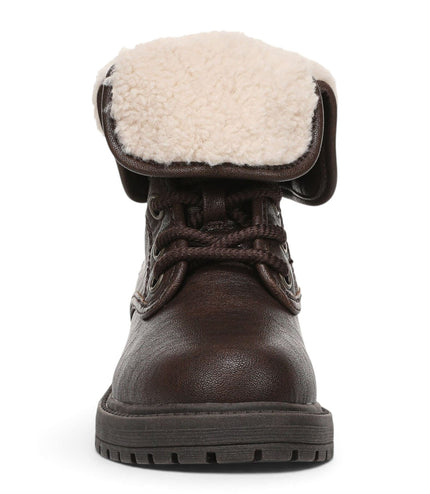Blowfish Malibu Women's Brown Faux Leather Lace Up Winter Boots - Andy-Cozy