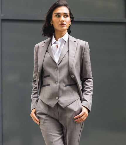 Women's 3 Piece Tailored Fit Plain Grey Formal Office Suit