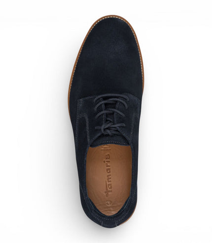 Tamaris Men's Navy Blue Suede Leather Plain Toe Smart Derby Shoes