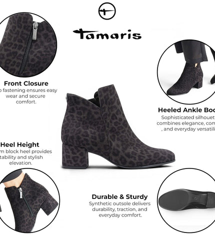 Tamaris Women's Grey Faux Heeled Ankle Boots - 25354-43