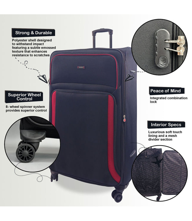 Arundel Set of 3 Soft Shell Suitcase in Black
