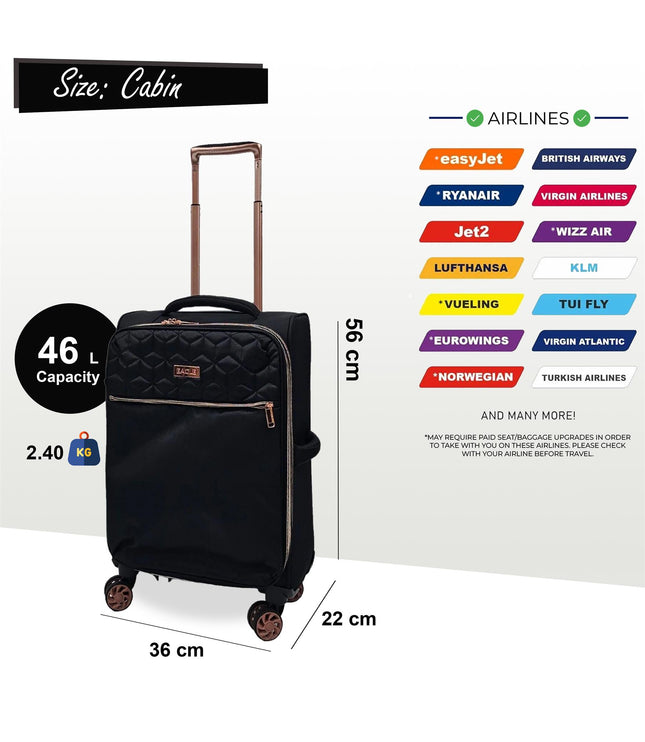 Bexley Cabin Soft Shell Suitcase in Black