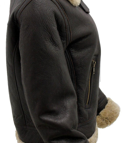 Womens Brown B3 Sheepskin Leather Flying Jacket-Kayseri