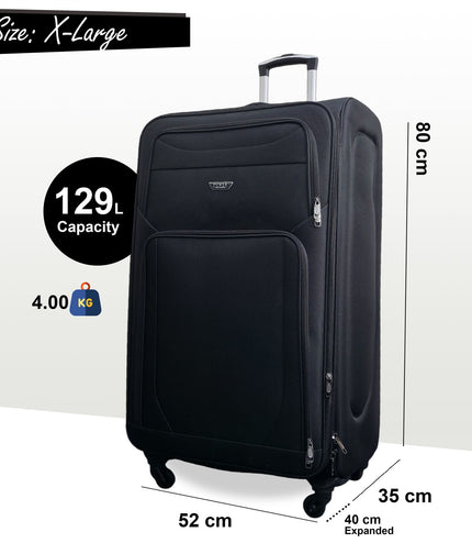Nagoya X-Large Soft Shell Suitcase in Black