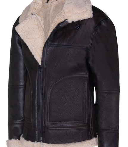 Mens B3 Shearling Sheepskin Aviator Jacket-Gloucester - Jurassic Brown