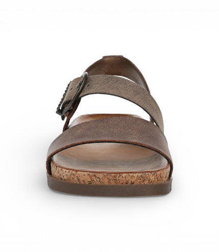 Blowfish Malibu Women's Brown Silver Footbed Strappy Flat Sandals - Lance