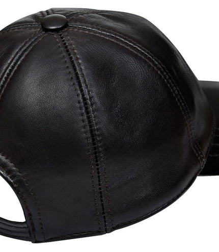 Unisex Real Nappa Leather Adjustable Golf Snapback Plain Baseball Cap Hat - Brown