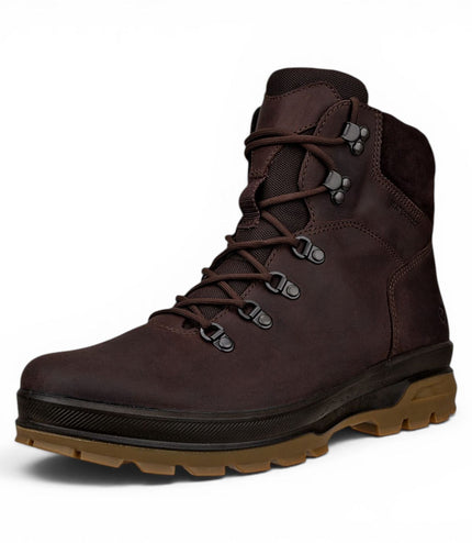 Ecco Men's Brown Leather Waterproof Lace-up Hiking Boots - Rugged Track 25