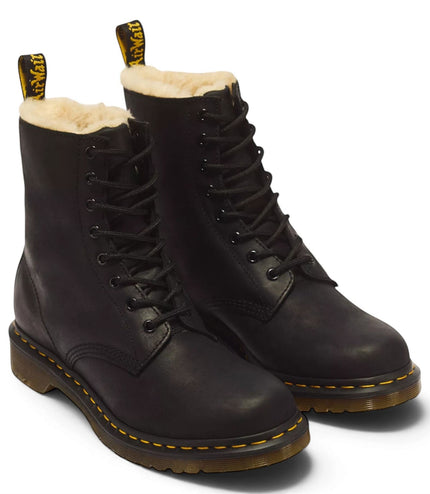 Dr Martens 1460 Serena Black Faux Fur Lined Leather Boots - 21797001
