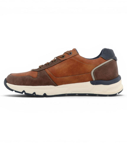 Mustang Men's Tan Faux Leather Trainer Sneakers - M0051003