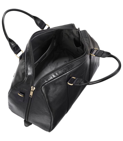 Vintage Genuine Leather Black Holdall Duffle Gym Travel Bag - Atlas