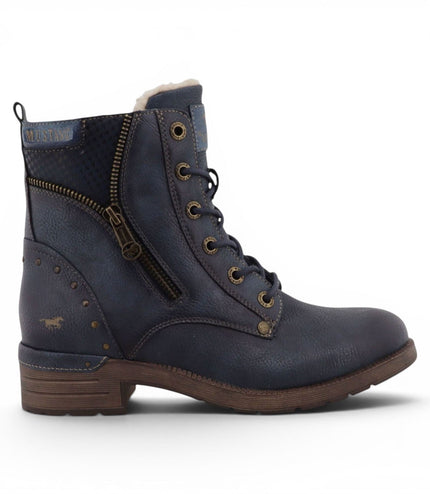 Mustang Women's Navy Warm Winter Lace-Up Ankle Boots - M0072014