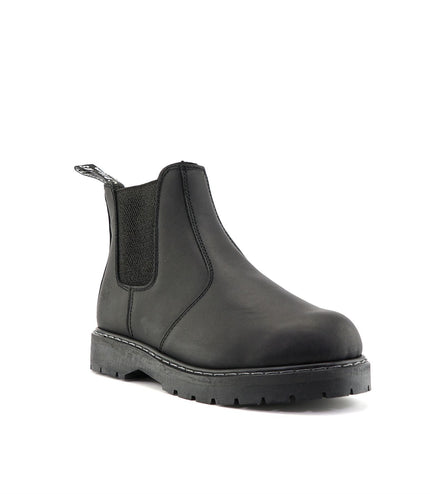 Grinders Unisex Black Chelsea Acs Leather Ankle Slip On Boots