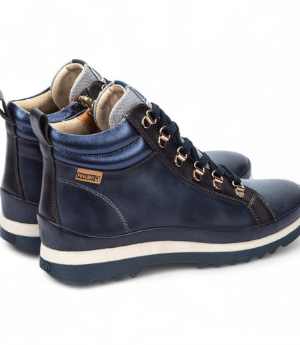 Pikolinos Women's Blue Leather Ankle Trainers Boots - Vigo
