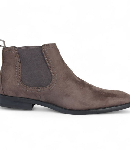 Men's Grey Suede Chelsea Boots Real Leather Lined Slip-On