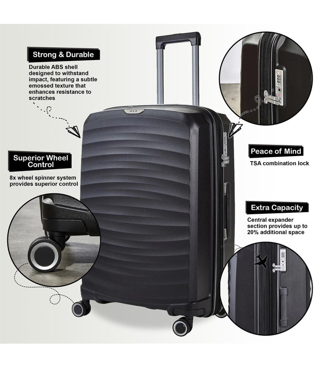 Alton Set of 3 Hard Shell Suitcase in Black