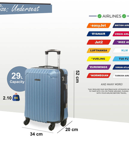 Corowa Underseat Hard Shell Suitcase in Blue