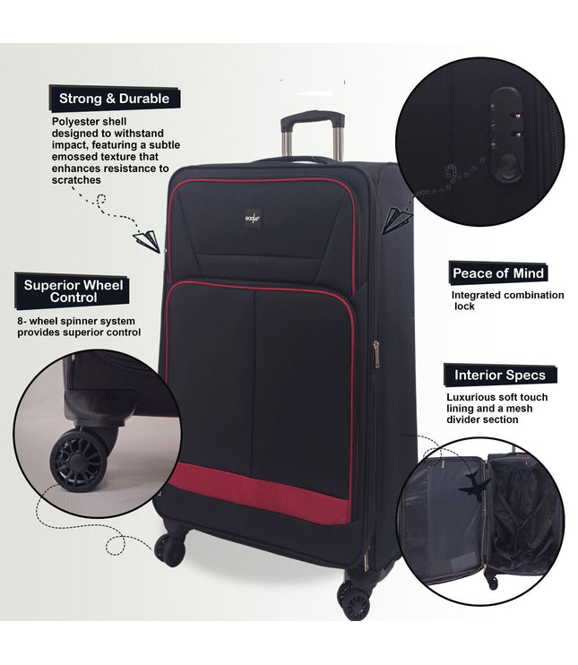 Andover Set of 3 Soft Shell Suitcase in Black