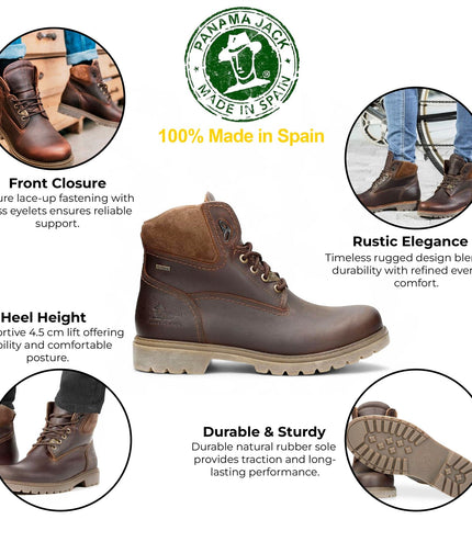 Panama Jack Men's Amur GTX C10 Chestnut Waterproof Leather Ankle Boots