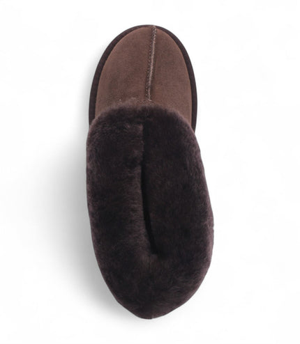 Women's Sheepskin Suede Ankle Brown Slip-On Bootie Winter - Glacier