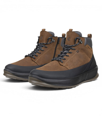 Ecco Men's Waterproof Black Tan Leather Outdoor Walking Boots - Byway 2.0
