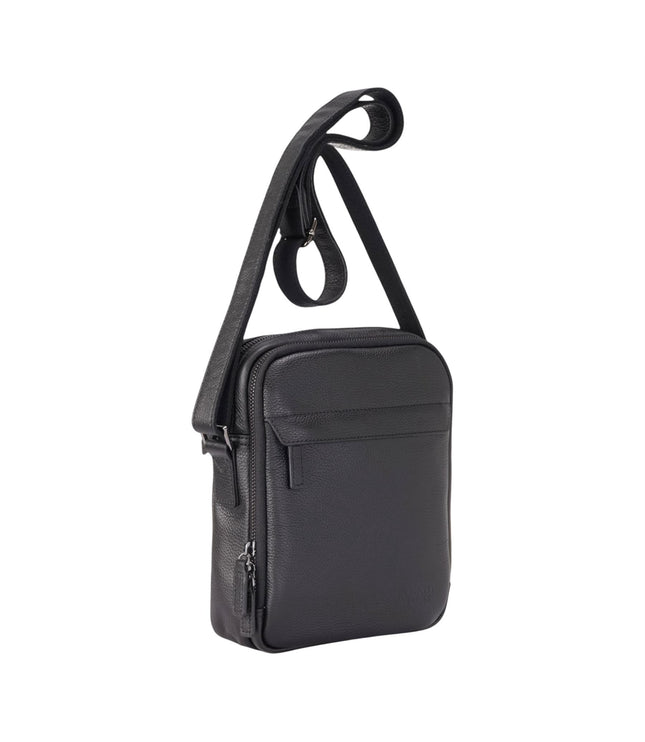 Genuine Leather Black Vintage Messenger Crossbody Travel Bag - Hawthrone