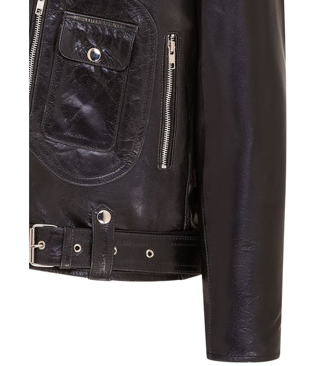 Mens Retro Brando Quilted Leather Biker Jacket Vintage Motorcycle Style - Black