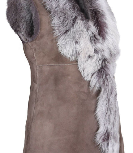 Women's Toscana Sheepskin Long Gilet-Sorocaba - Taupe