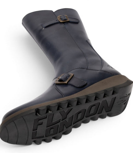 Fly London Womens Blue Leather Mid-Calf Long Boots - MES2913